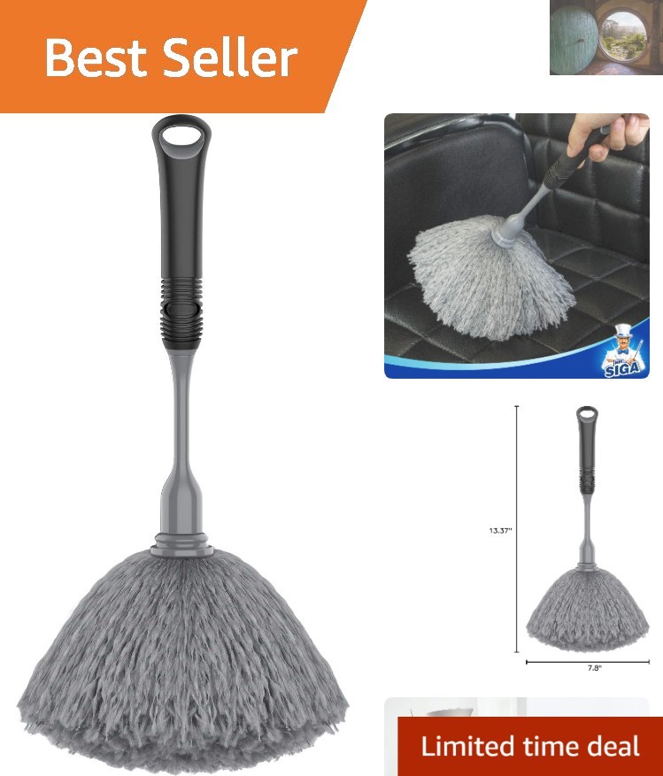 Microfiber Delicate Duster with Comfortable Grip & Washable Head – Gray & Black