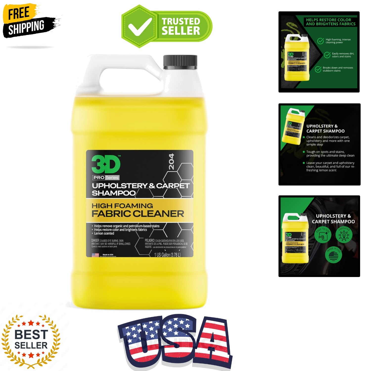 Upholstery & Carpet Shampoo – High Foam Stain Remover & Odor Eliminator Shamp…