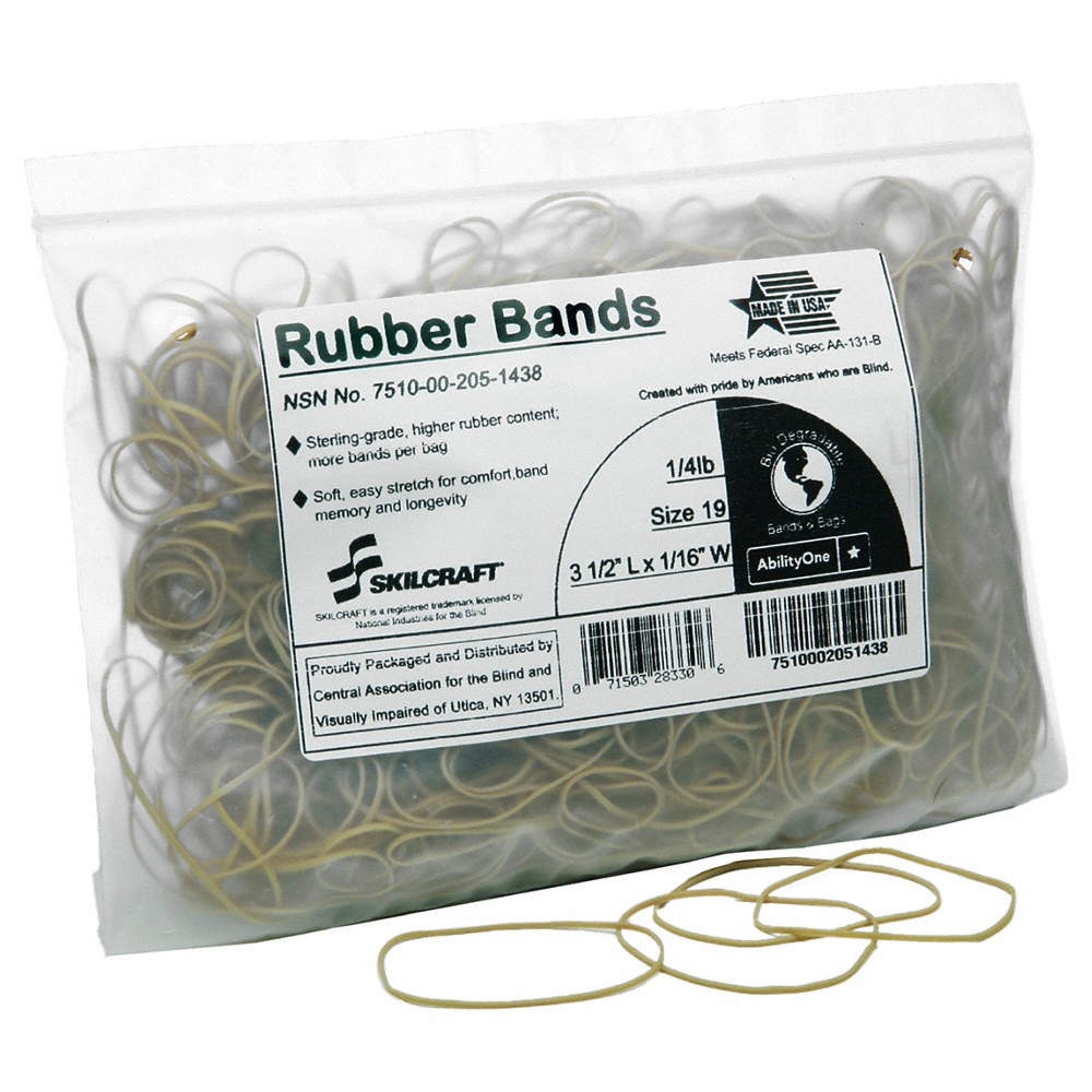 SKILCRAFT 7510-00-205-1438 Rubber Band,Natural Crepe,3 1/2″ L,PK72 803TD2