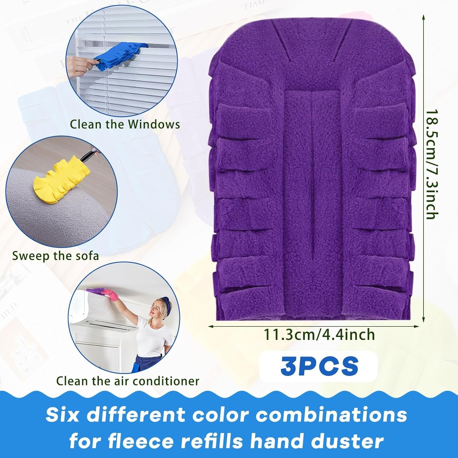 3 Pcs Duster Refill Reusable Fleece Duster Refills Feather Flat Dusters Multi…