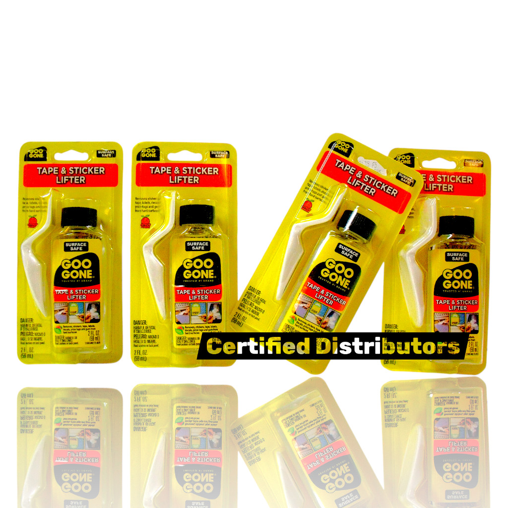 (4-Pack) Goo Gone Tape & Sticker Lifter, Gum Adhesive Remover, Surface Safe 2oz.