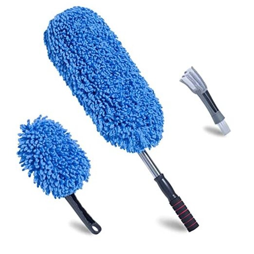 Microfiber Car Duster Extendable Handle Interior Exterior Large Blue