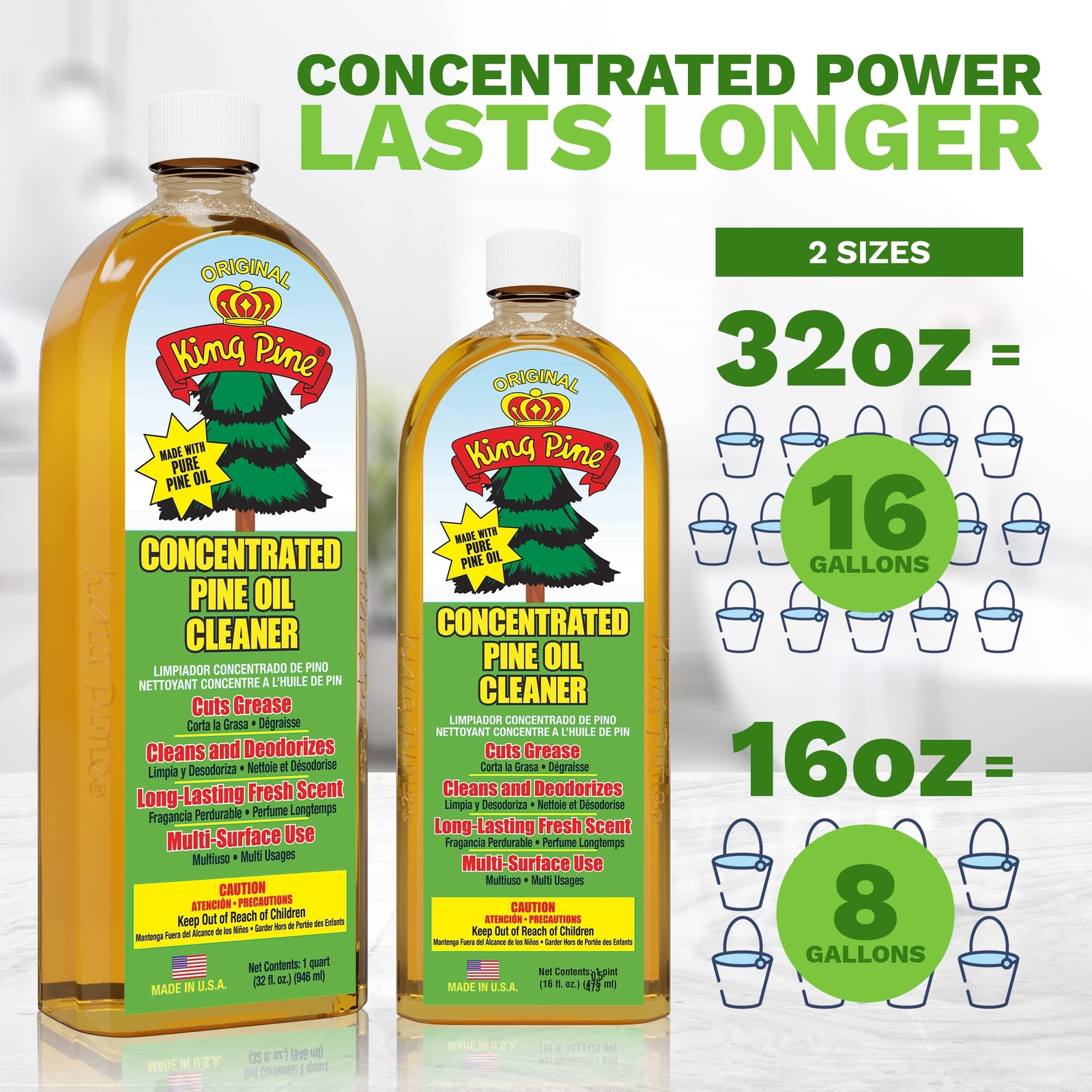 Concentrated Pine Oil Multi-Surface Cleaner Industrial Strength, Gold, 32 fl oz