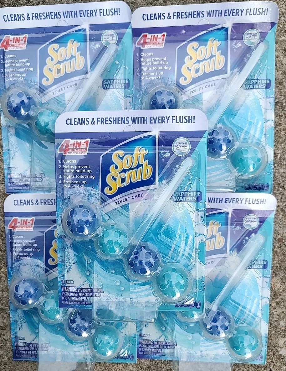 Soft Scrub 4-in-1 Rim Hanger Toilet Bowl Cleaner Sapphire Waters 1 Count 5 Pack