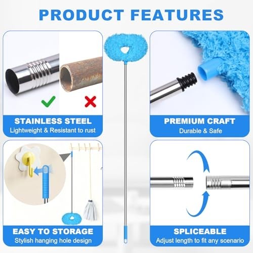 Adjustable Ceiling Fan Cleaner Duster with Extension Pole – 7FT Dusting Tool for