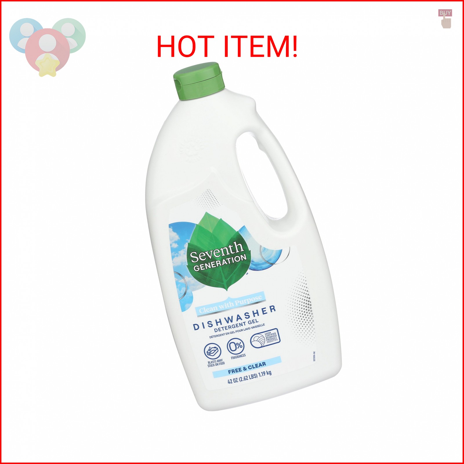 Seventh Generation Free and Clear Dishwasher Detergent Gel 42 Fluid ounce
