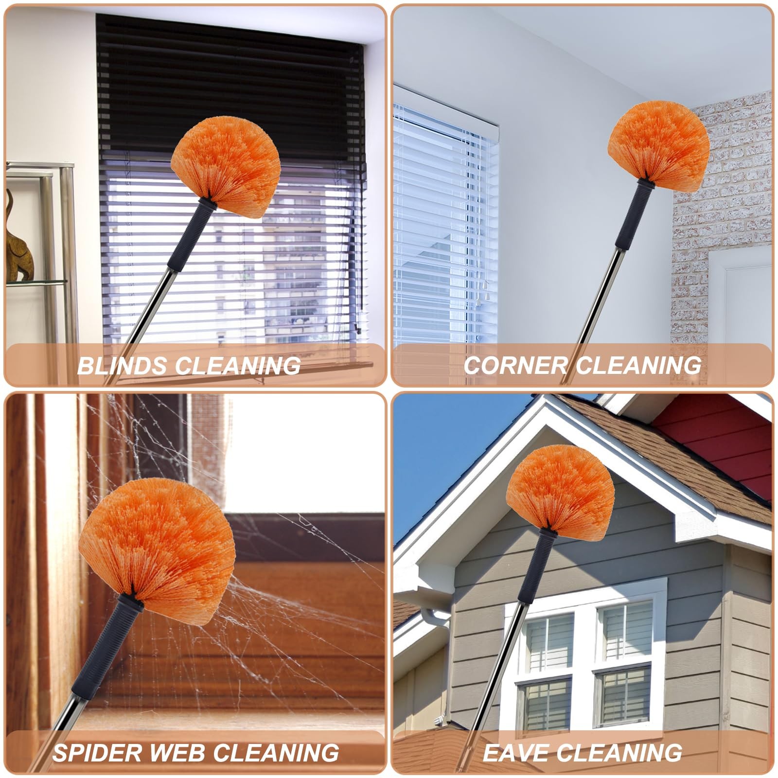 2 Pack Orange Twiston Cobweb Duster Head Brush Fits Standard 3/4 Inch Threaded P