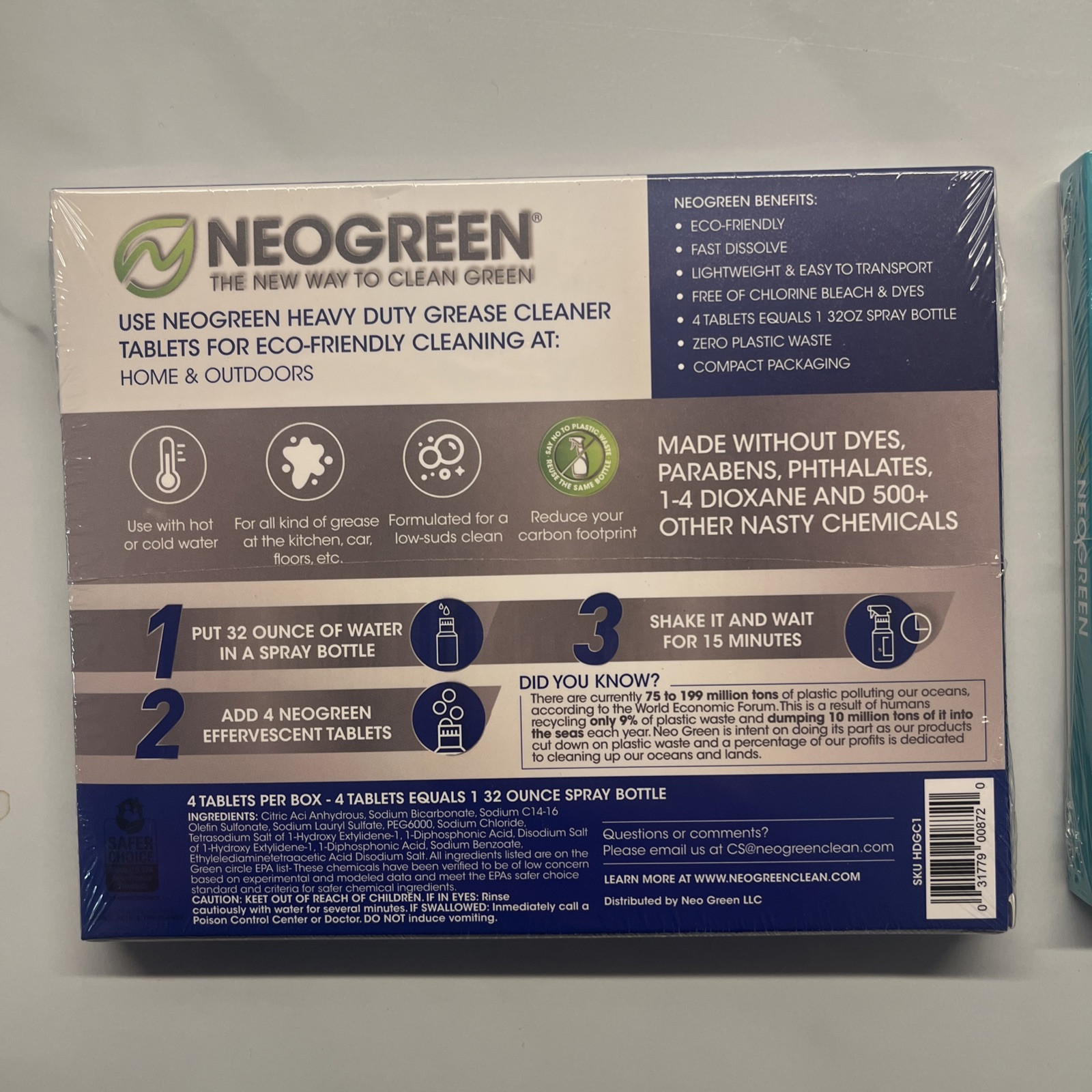 Neogreen Heavy Duty Grease Cleaner & Glass Cleaner Effervescent Tablets