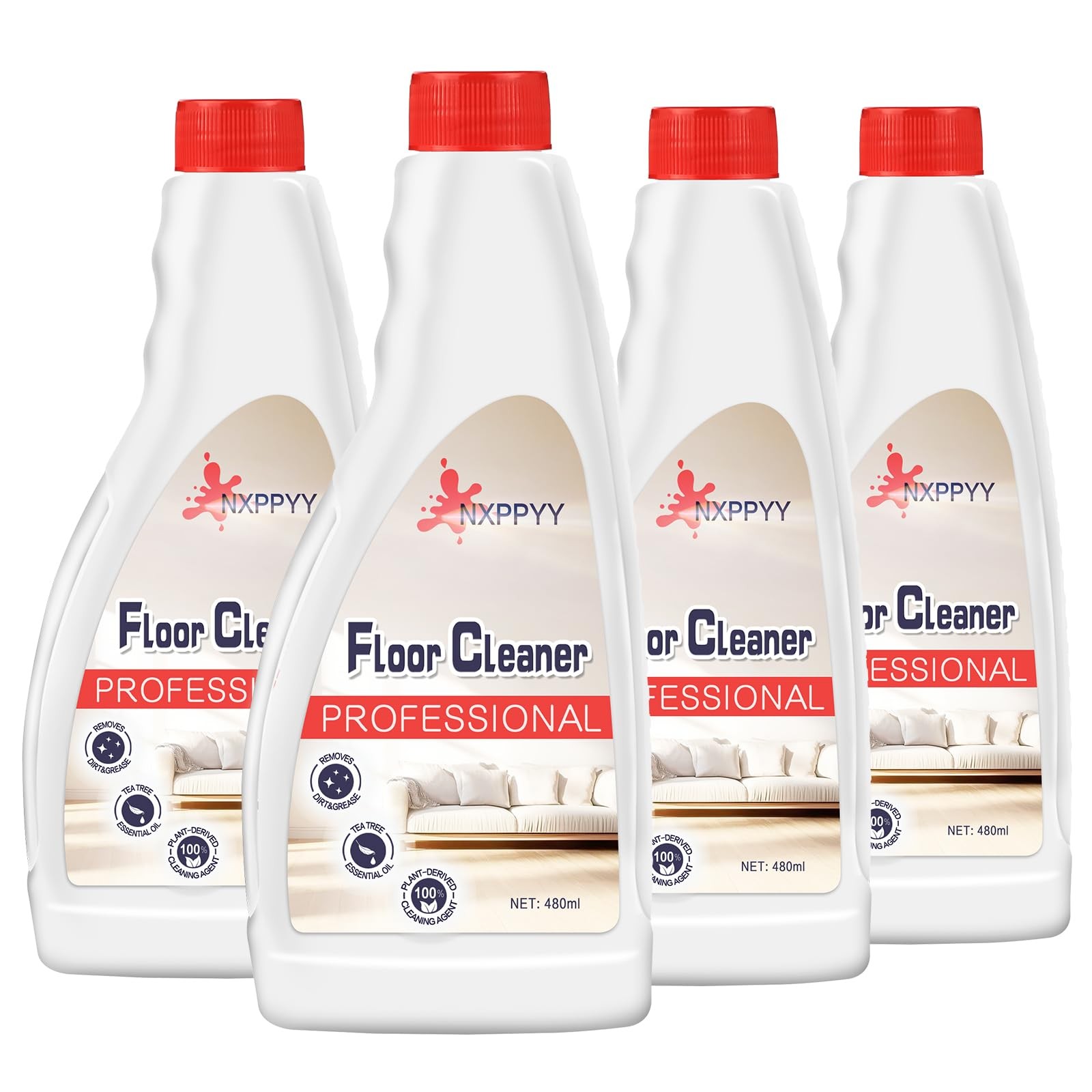 Compatible Floor Cleaner for Roborock Q5/Q7/Q8/S7/S8/Qrevo, 4 Bottles