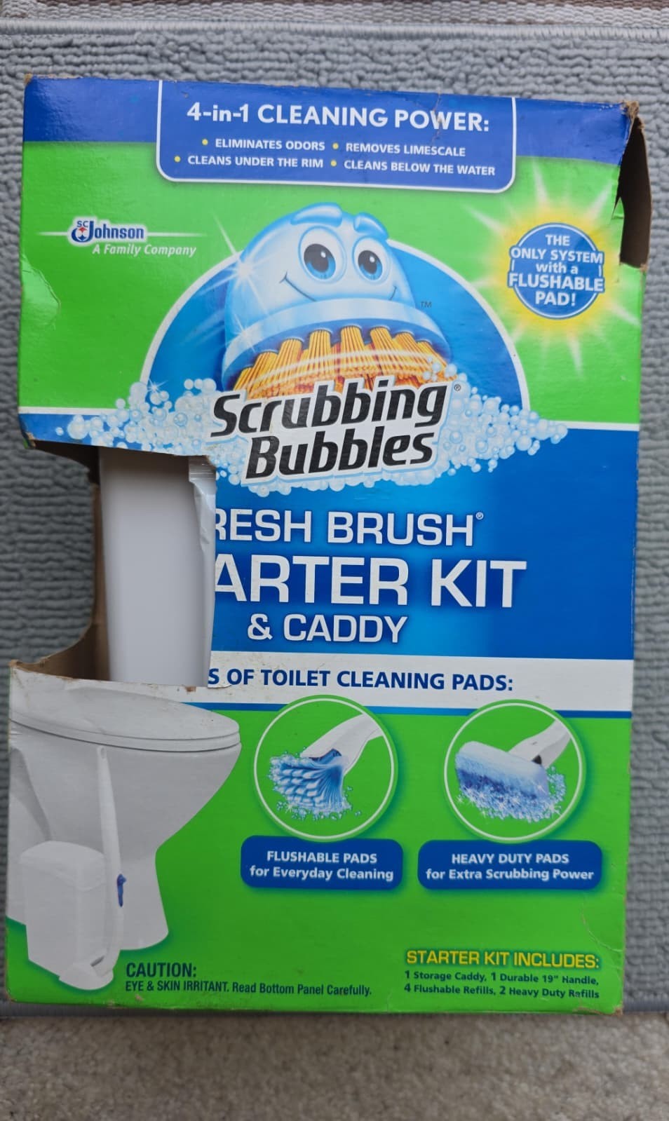 Scrubbing Bubbles Fresh Brush Starter Kit Caddy 2 Types Cleaning Pad DENTED BOX
