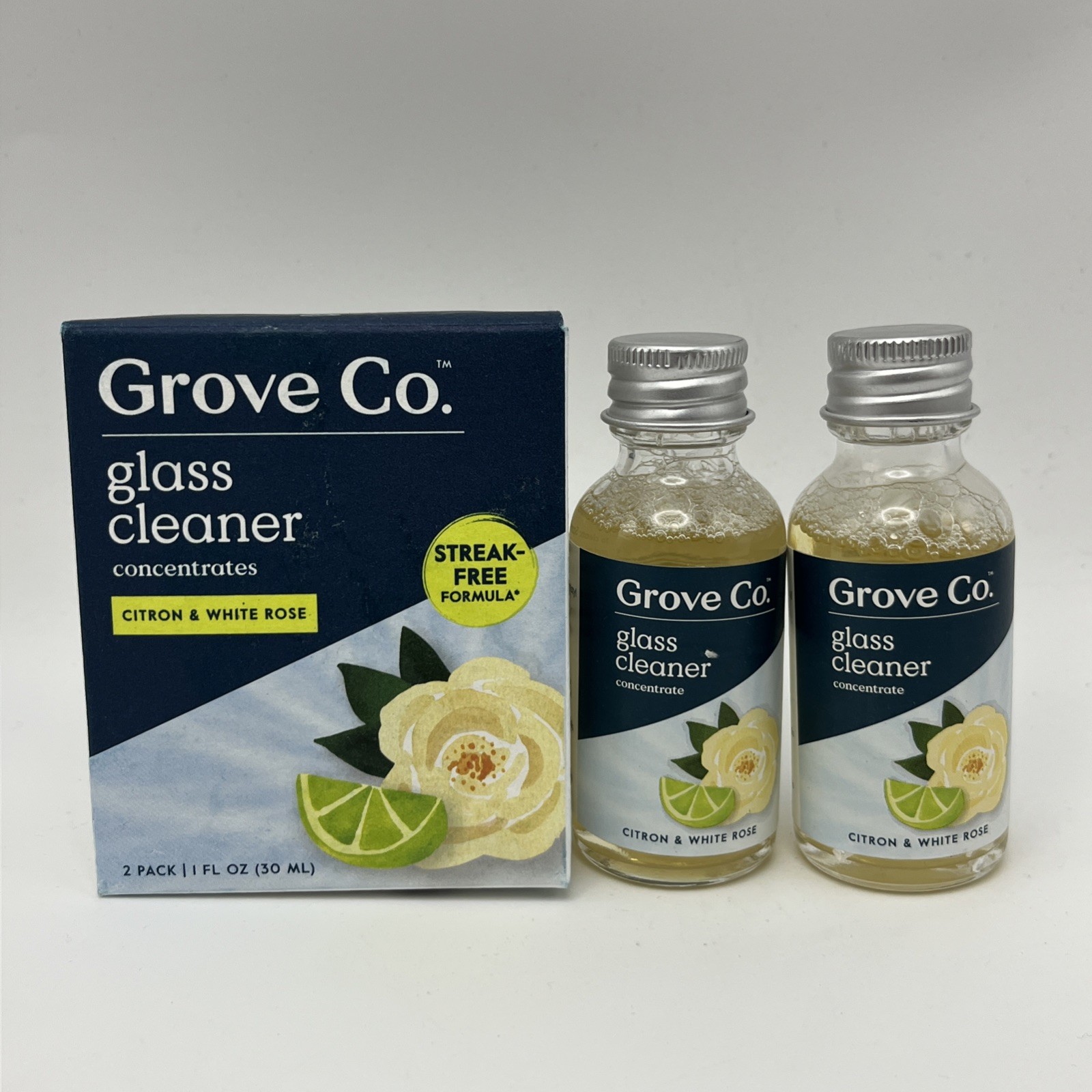 Grove Co. Glass Cleaner Concentrates Streak-Free Citron & White rose 2pk