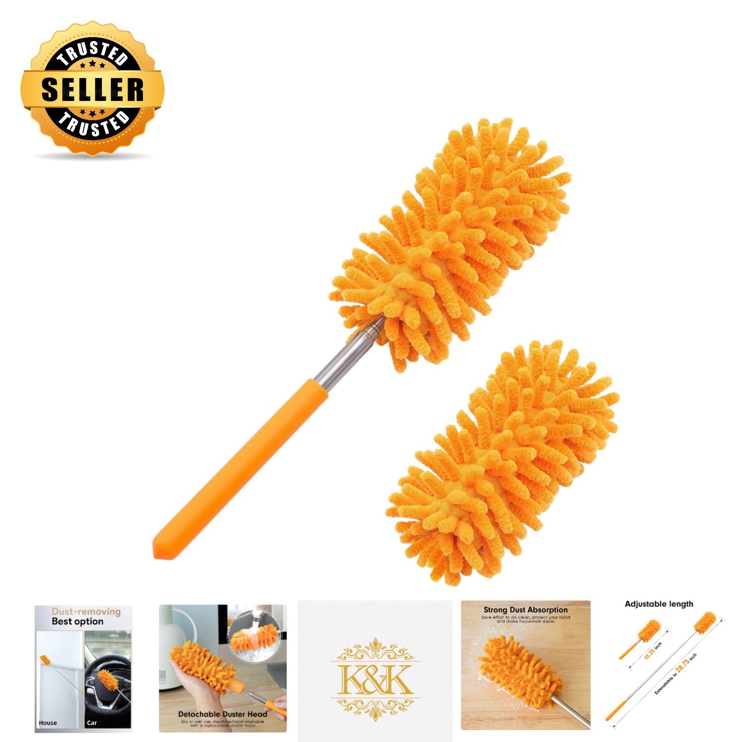 2-Pack Hand Washable Microfiber Duster – Lightweight & Telescoping Cleaning Tool