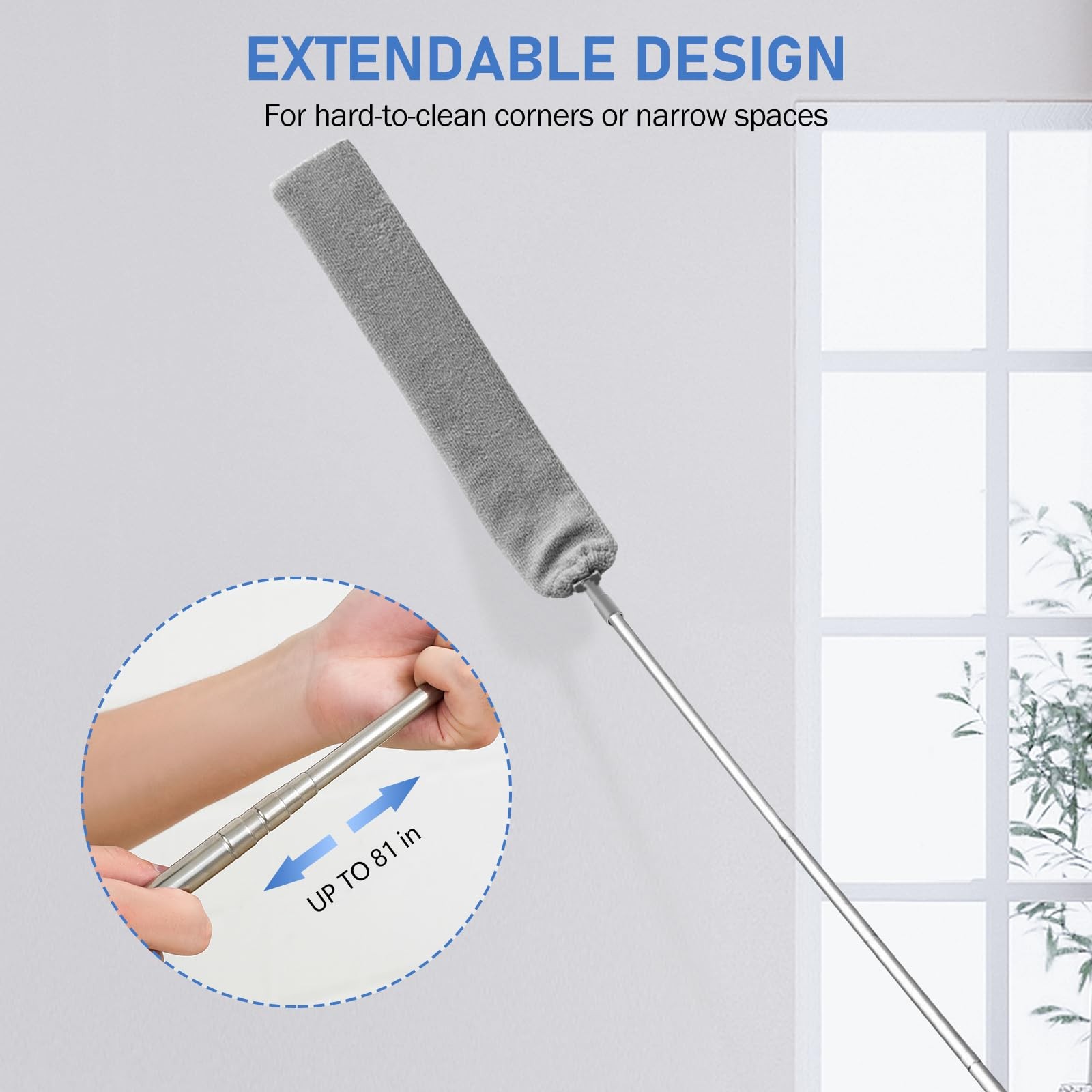 Dusters for Cleaning Retractable Gap Duster with Extension Pole Long Handle C…