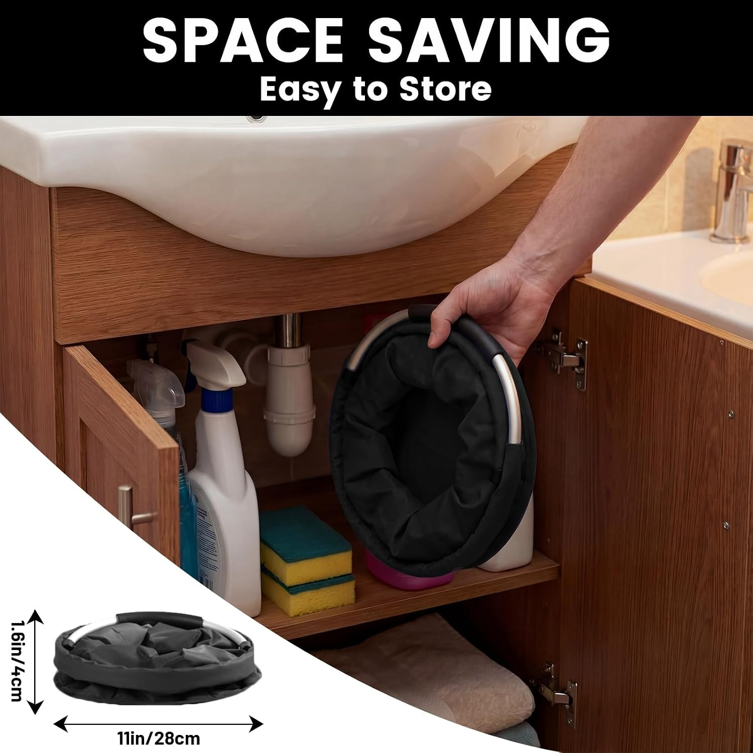 Cleaning Caddy with Handle and 6 Pockets, 17L Cleaning Supplies Organizer, 600D