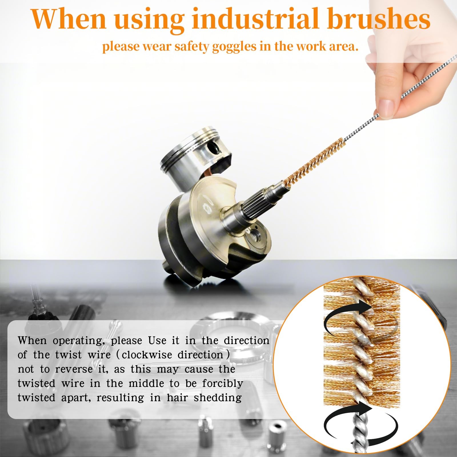 Brass Wire Brush Set 9pcs Tube Cleaning Brush 12″ Round Wire Brushes Kit Bore…