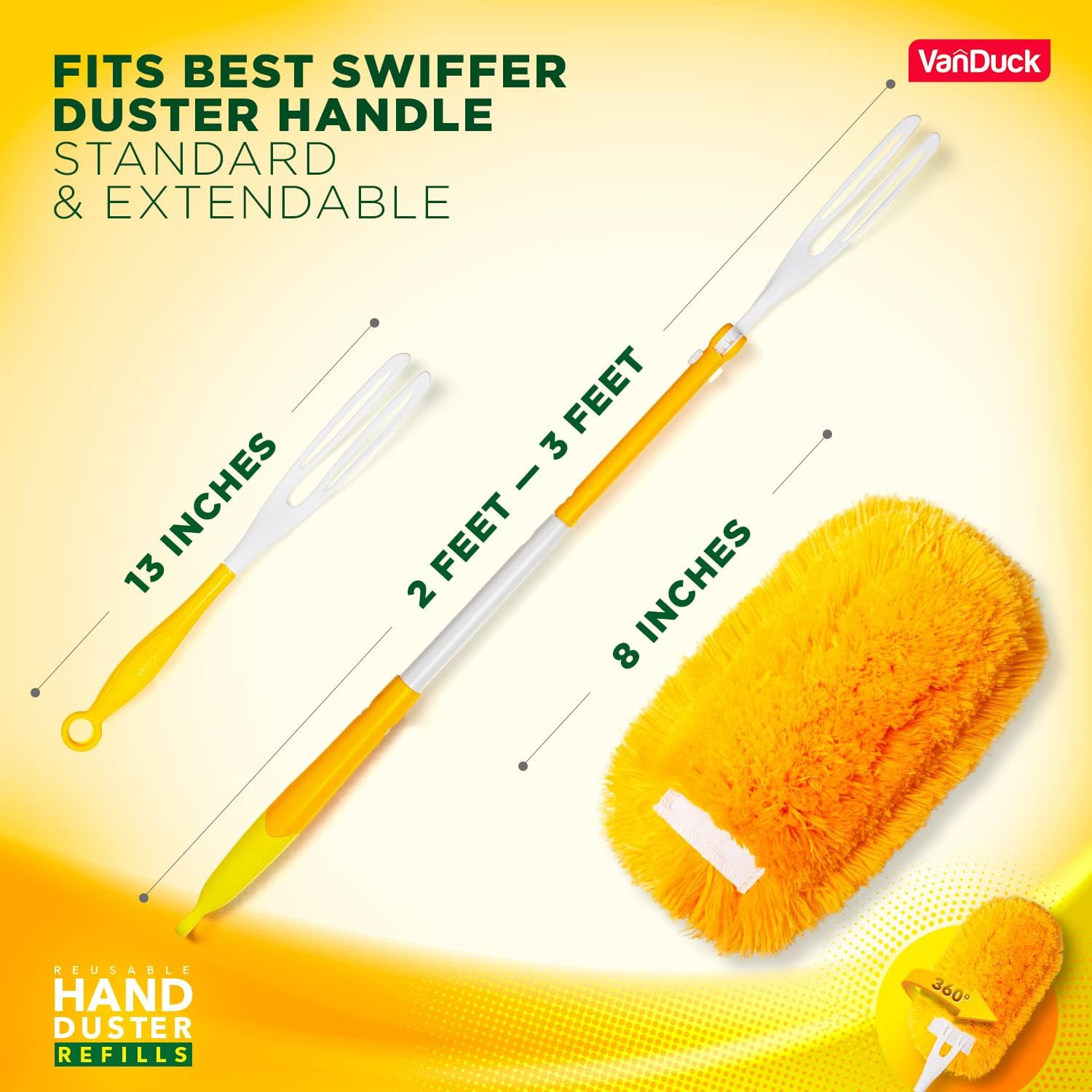 Reusable Duster Refills for Swiffer Duster, 360 Heavy Duty Refills, 2-Pack (H…