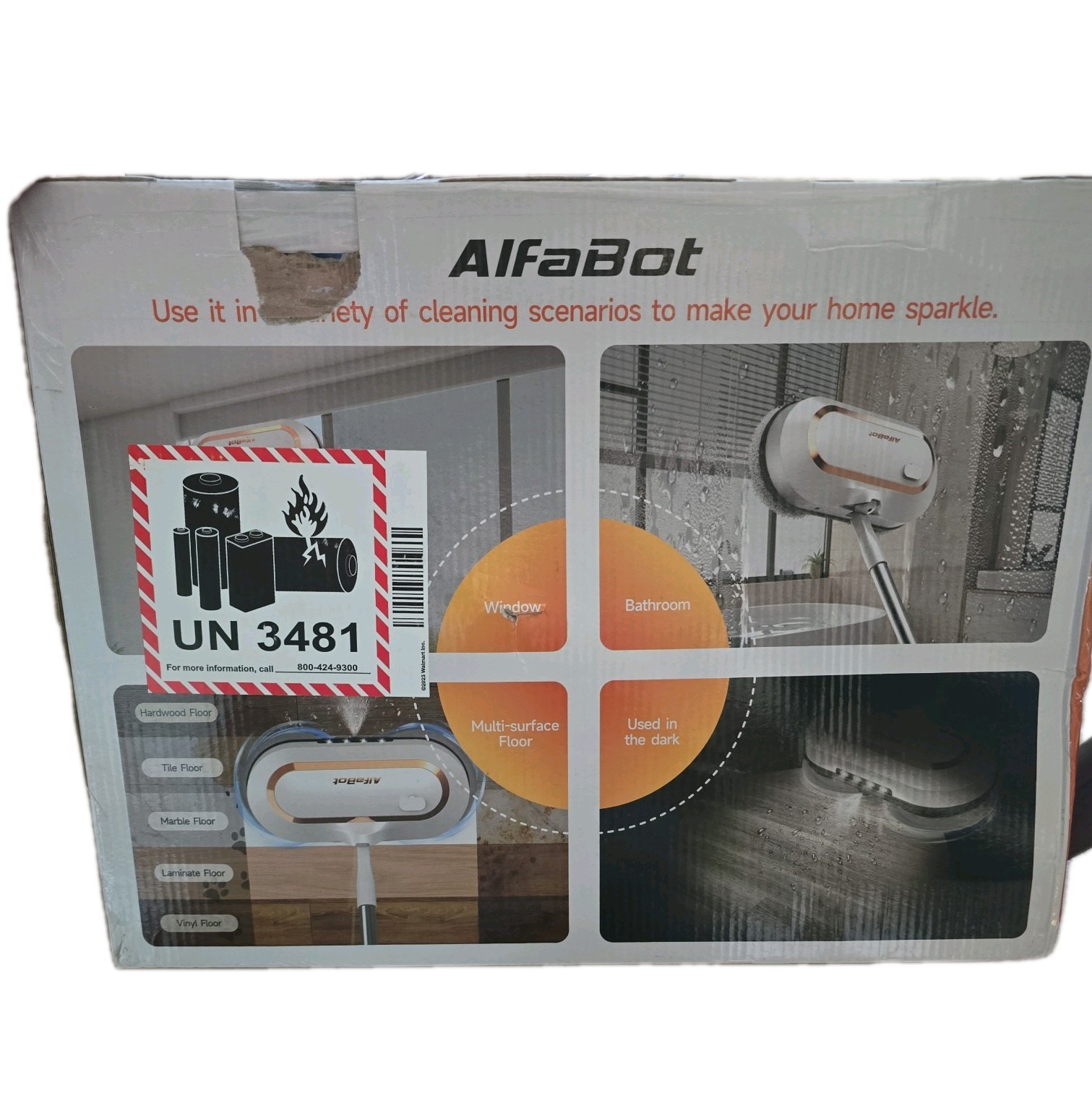 Cordless Electric Mop AlfaBot S2 Spin Mop LED Light And Sprayer Open box