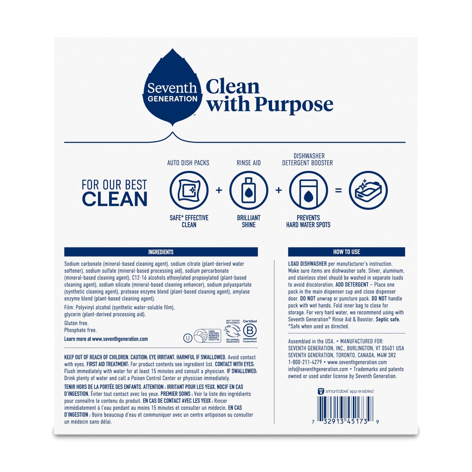 Seventh Generation Dishwasher Detergent Packs, Free and Clear, 72 Count, Pack…