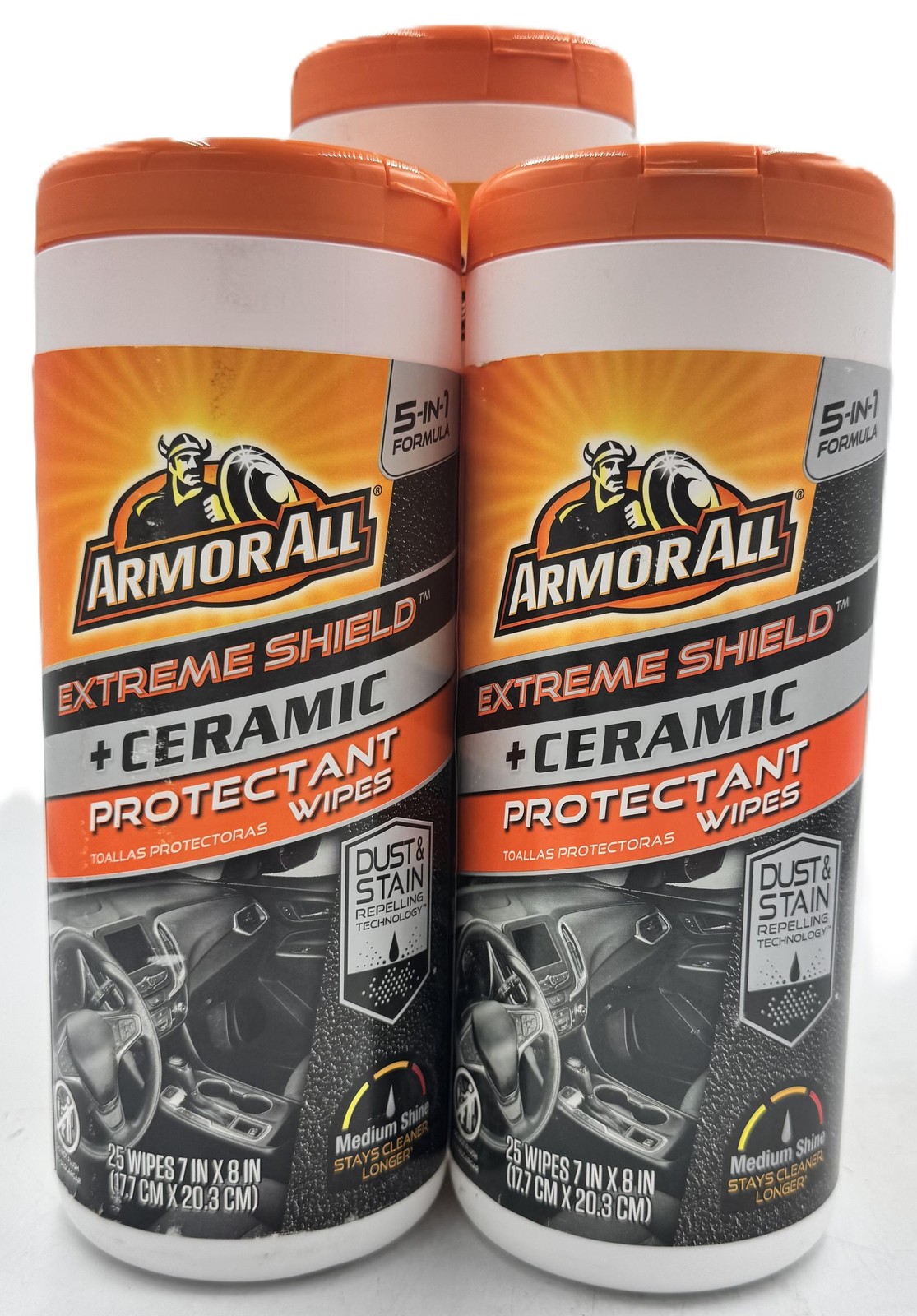 3PK Armor All Extreme Shield Ceramic Protectant Wipes UV Protection 75 Ct