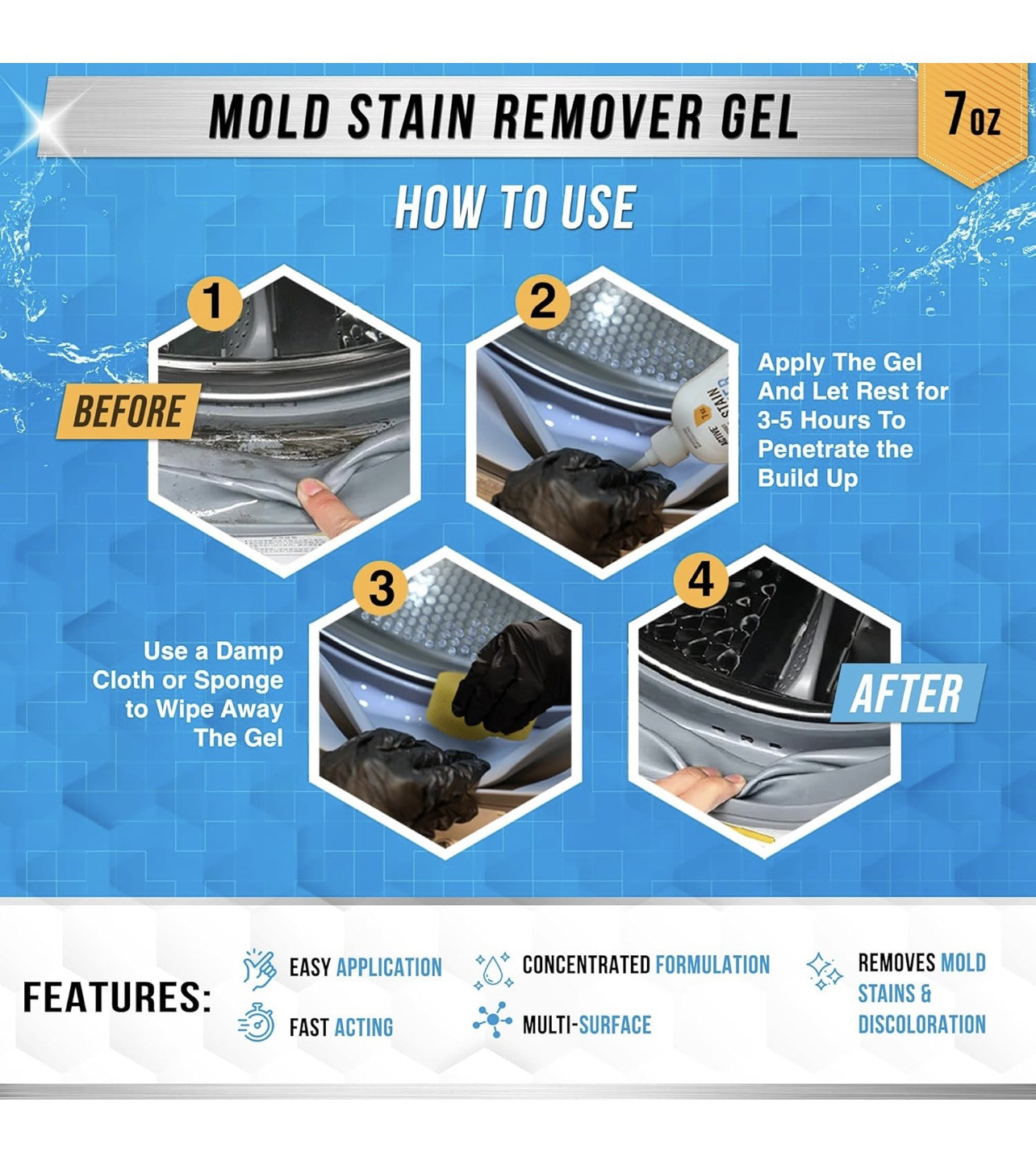 Active Mold Stain Remover Seal Grout Deep Clean 7oz New