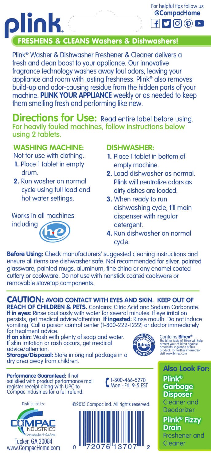 Compac Home Plink Appliance Freshener | Dishwasher & Washing Machine Cleaner