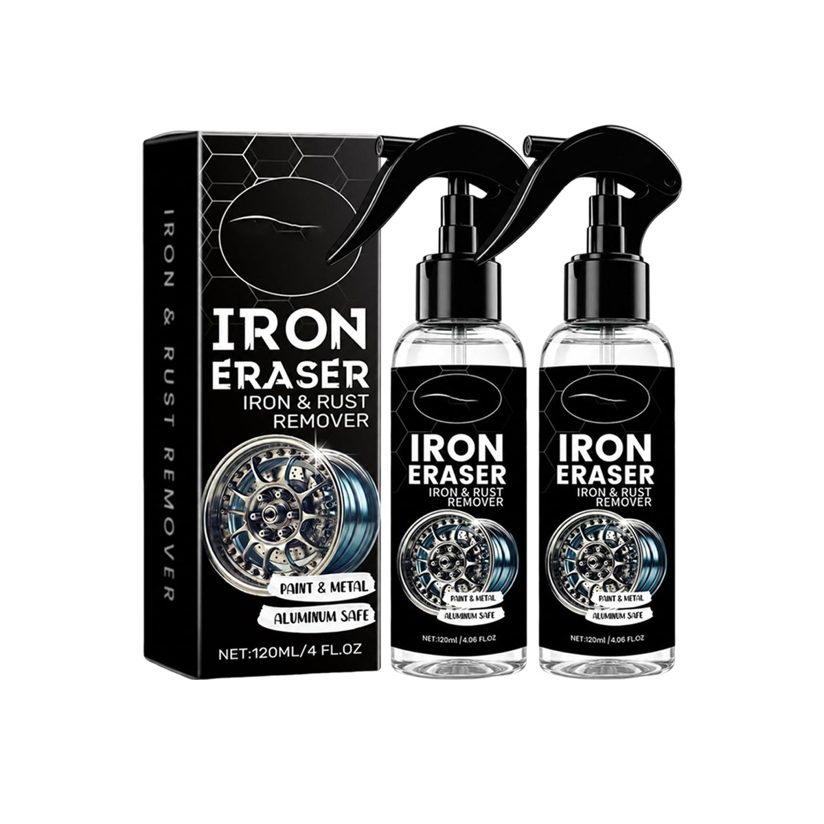 Iron Eraser Rust Remover Spray, Car Wheel Paint Brake Dust Fast Cleaner 120ML US