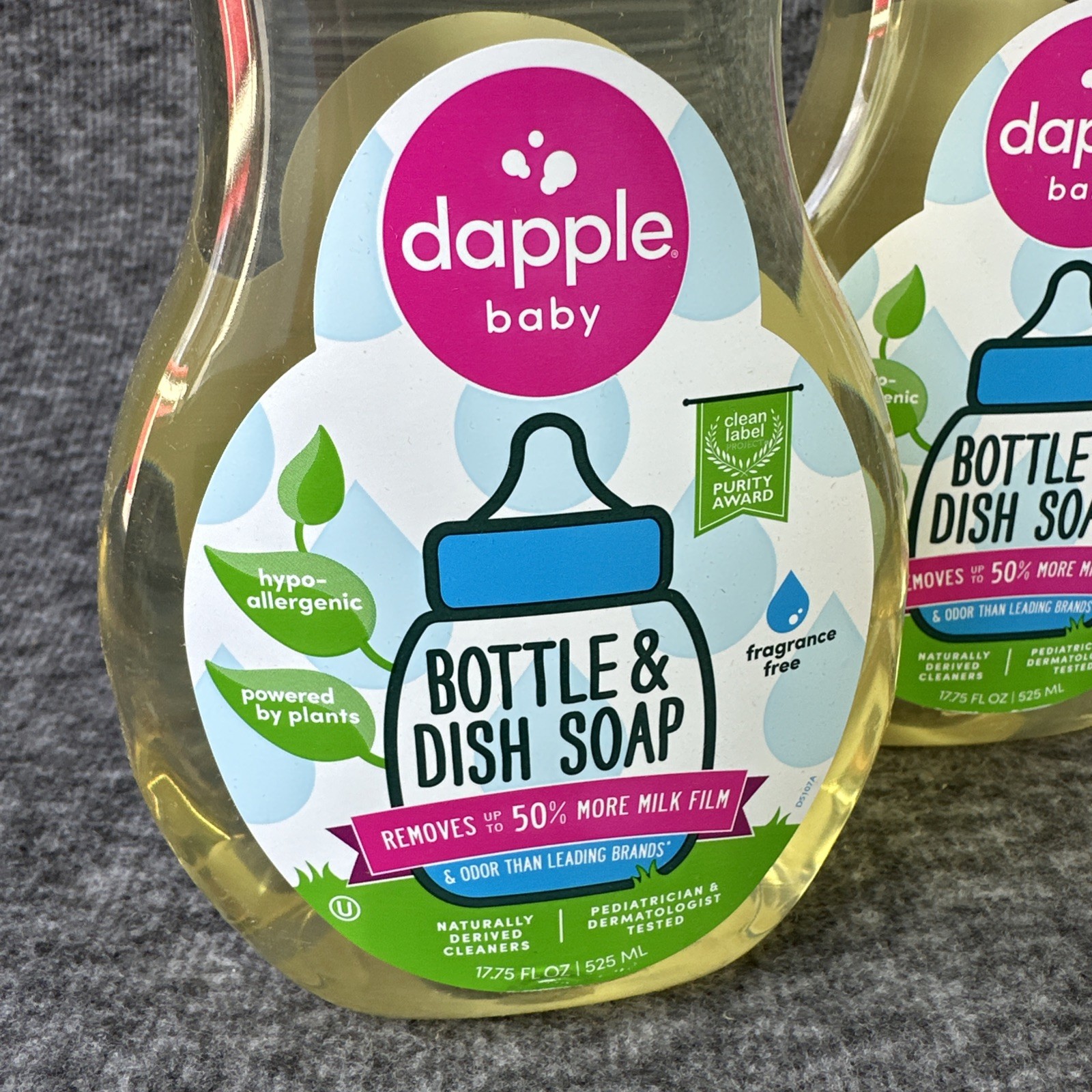 Dapple Baby Bottle and Dish Soap Fragrance-Free 17.75 fl oz 4 Bottles SEALED