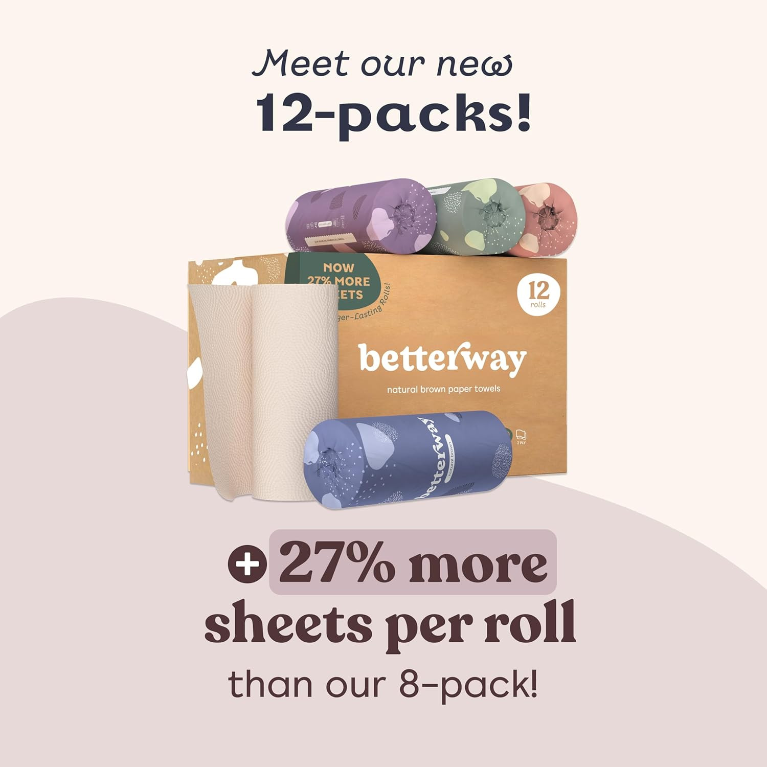Bamboo Paper Towels 12 Pack – Unbleached, Non Toxic, PFAS Free – 140 Sheets/Roll
