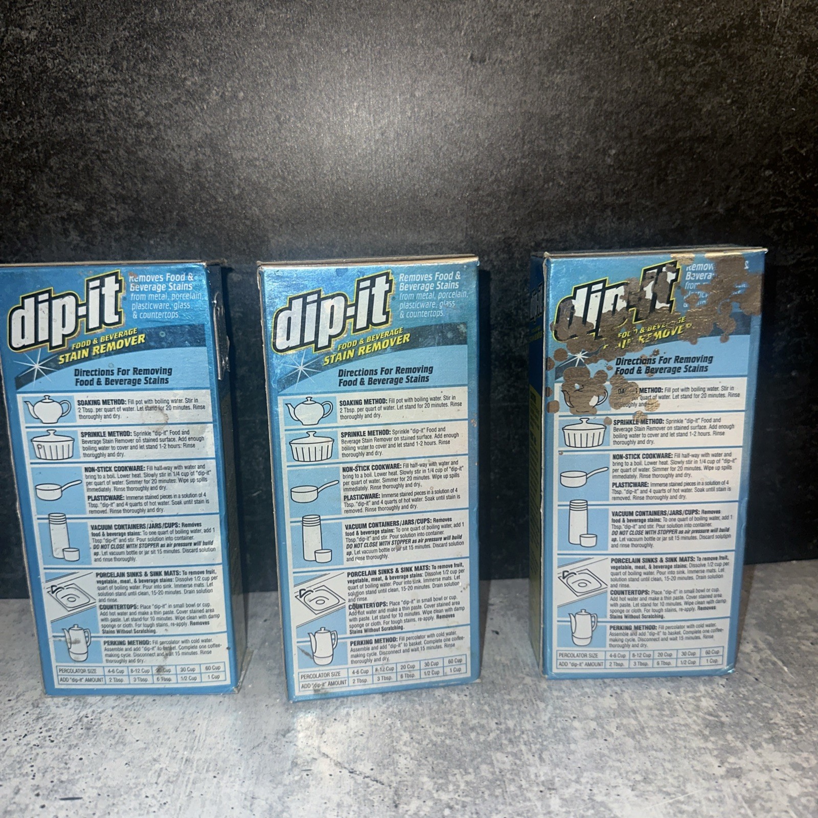 3 Lot dip-it Food & Beverage Stain Remover Powder – 5 fl oz Dip It Read!
