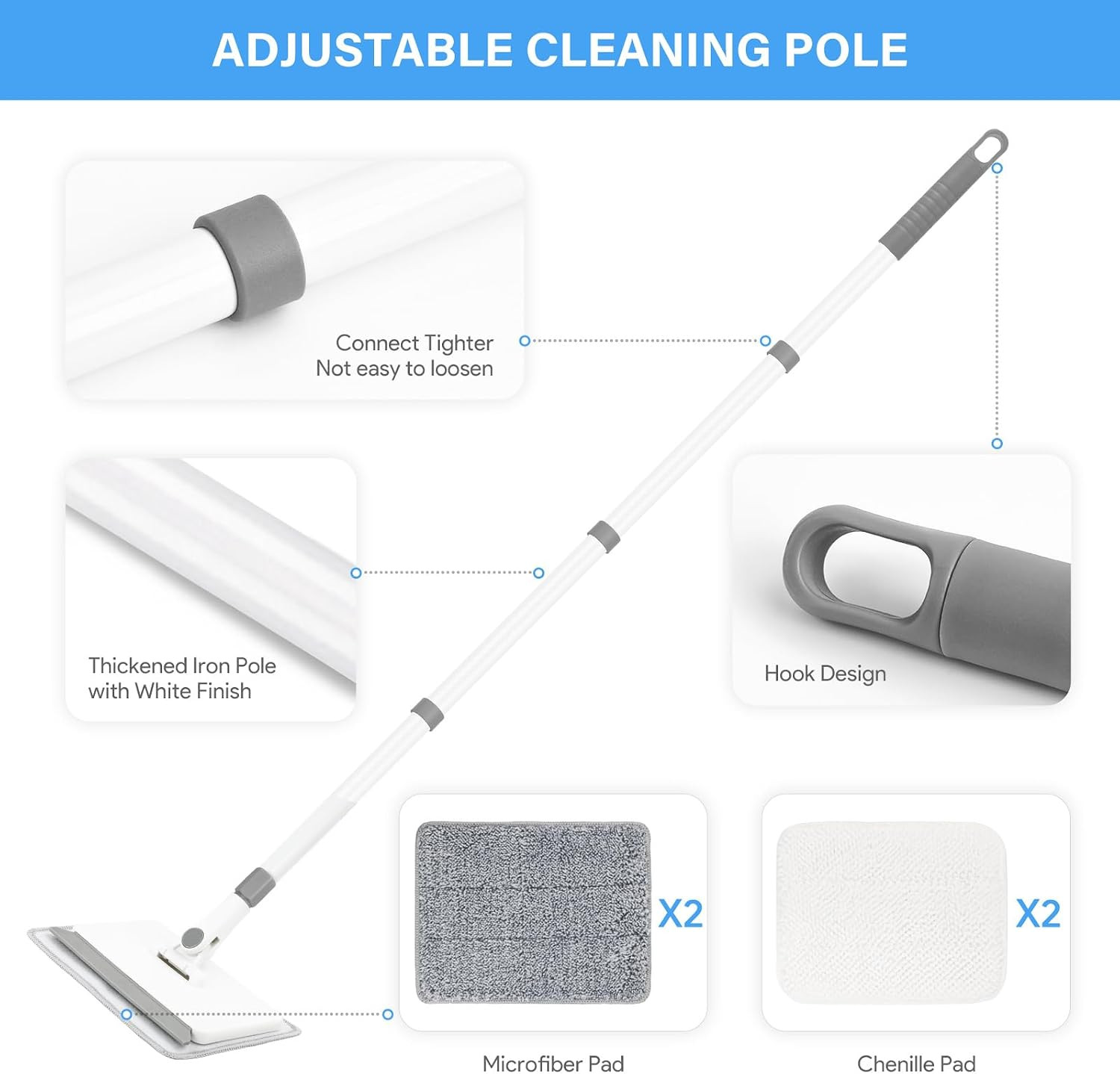 Baseboard Cleaner Tool with Handle, Baseboard Cleaner with Extendable Long Hand