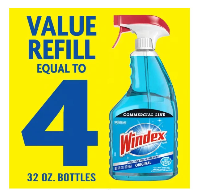 Windex 128 oz. Commercial Original Glass Cleaner Refill.
