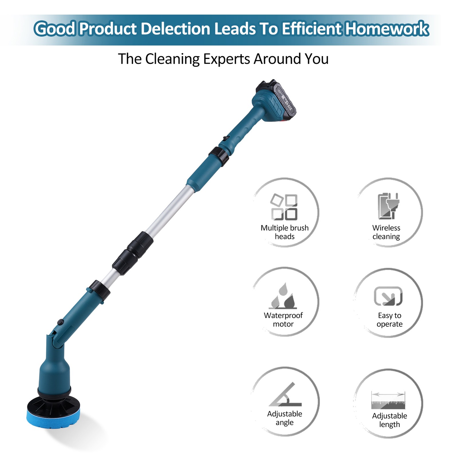 21V Electric Scrubber Multi-Function Lithium Retractable Cleaning YNTH