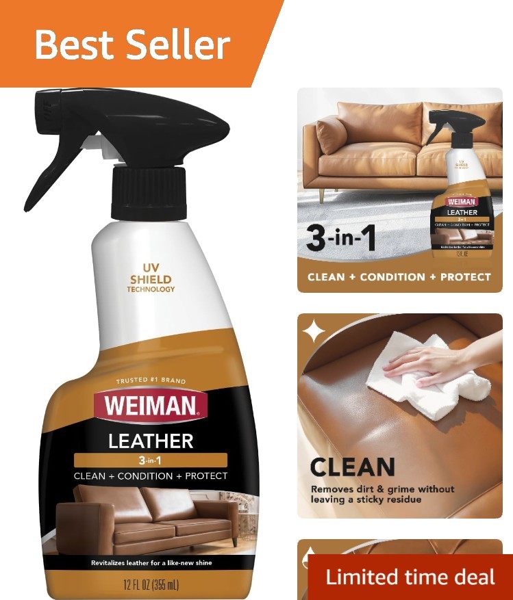Effortless Leather Cleaner & Conditioner – Nourishing UV Protection, 12 Fl Oz