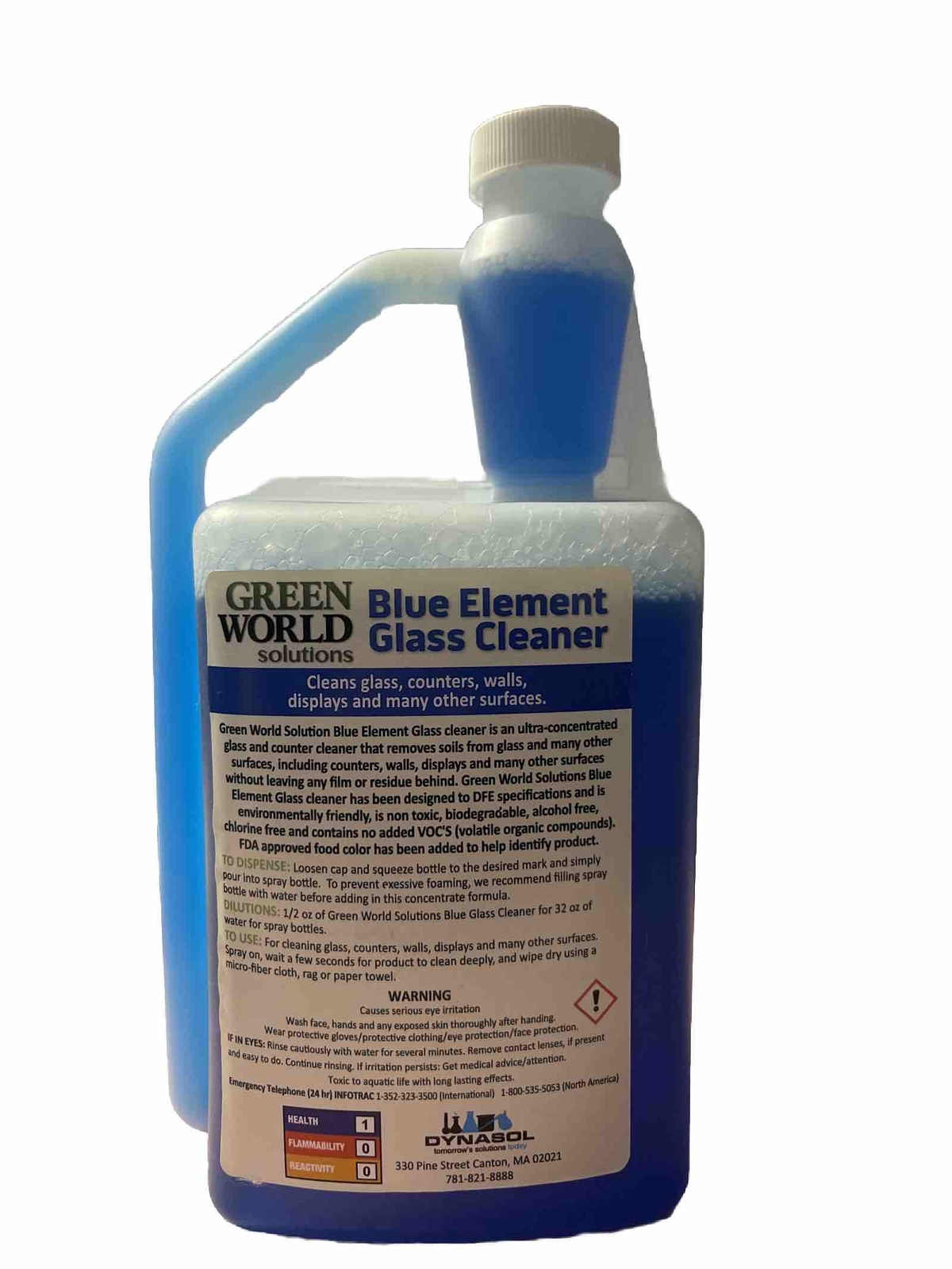 Green World Solutions Blue Element Glass Cleaner Unscented Eco Friendly