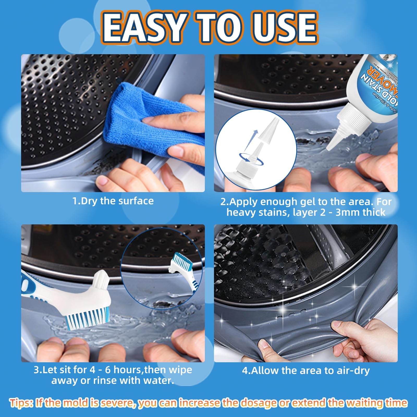 Home Mold Stain Remover Gel for Washer Seal, Thick No Scrub Mold Cleaner for …