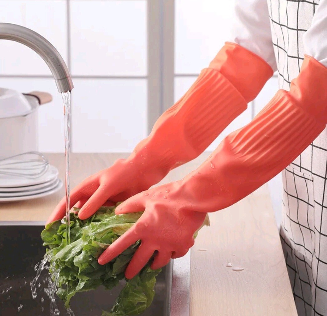 Taiwan Made – Two pairs L Size Kitchen Gloves ​Laundry Dishwashing Rubber Gloves
