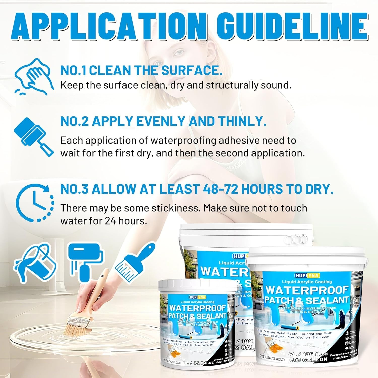 4L Hupeyna Waterproof Sealant, Liquid Transparent Waterproof Coating Repairing