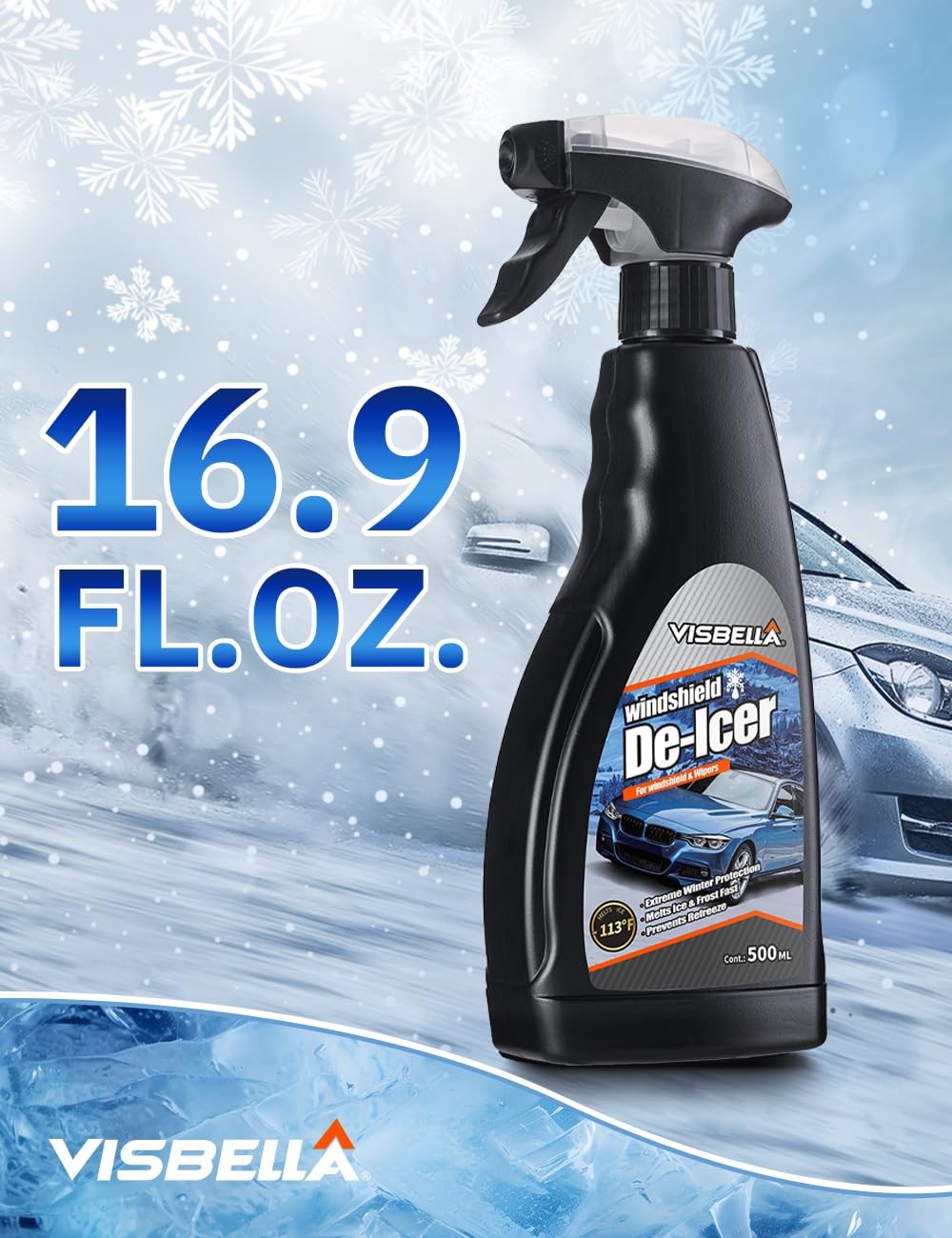 De-Icer Spray for Windshield & Wipers Extreme Winter Protection Melts Ice & F…