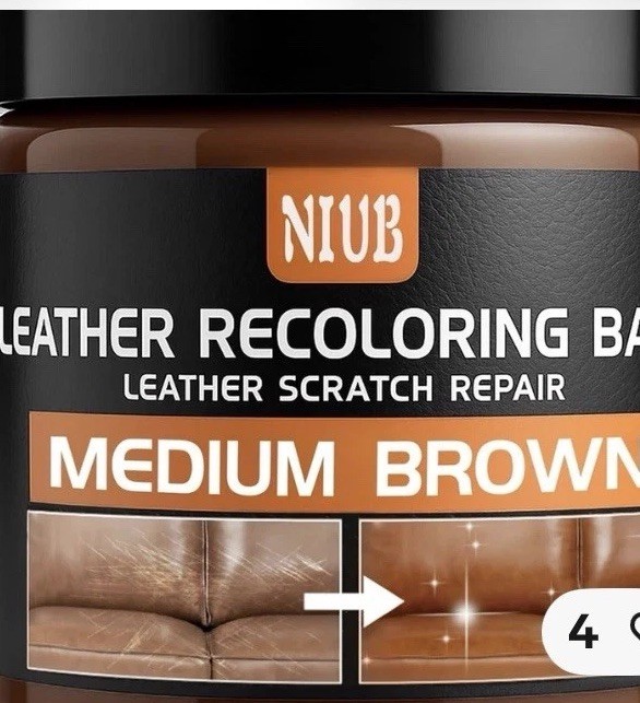 NIUB Leather Recoloring Balm Color Restorer Scratch Repair Balm, MEDIUM BROWN