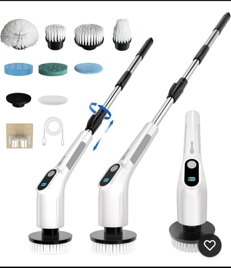 8 in 1 Electric Spin Scrubber with 8 Replaceable Brush Heads, Multi-Functional