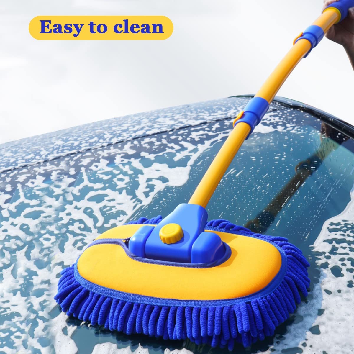Car Wash Brush with Long Handle, Microfiber Towels Car Wash Kit Cleaning Supp…