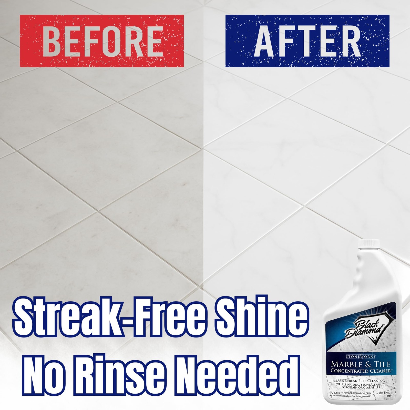 Floor Cleaner No-Rinse Concentrate 1-Quart for Ceramic Porcelain Granite Stone