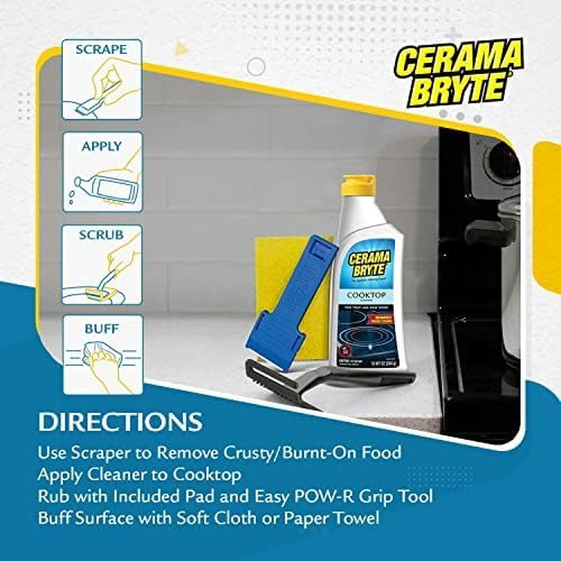 Glass Cooktop and Stove Top Cleaner Combo Kit – Includes Cleaning Tool, Razor, S