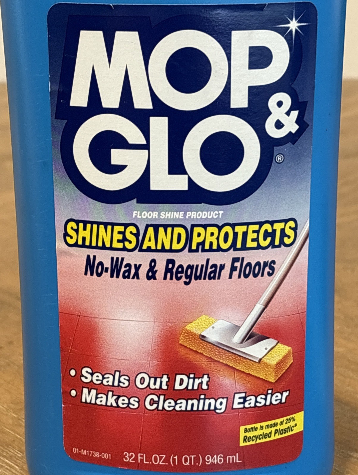 VTG MOP & GLO Floor Shine Cleaner No Wax Regular Floors 32oz 1 Quart Bottle FULL