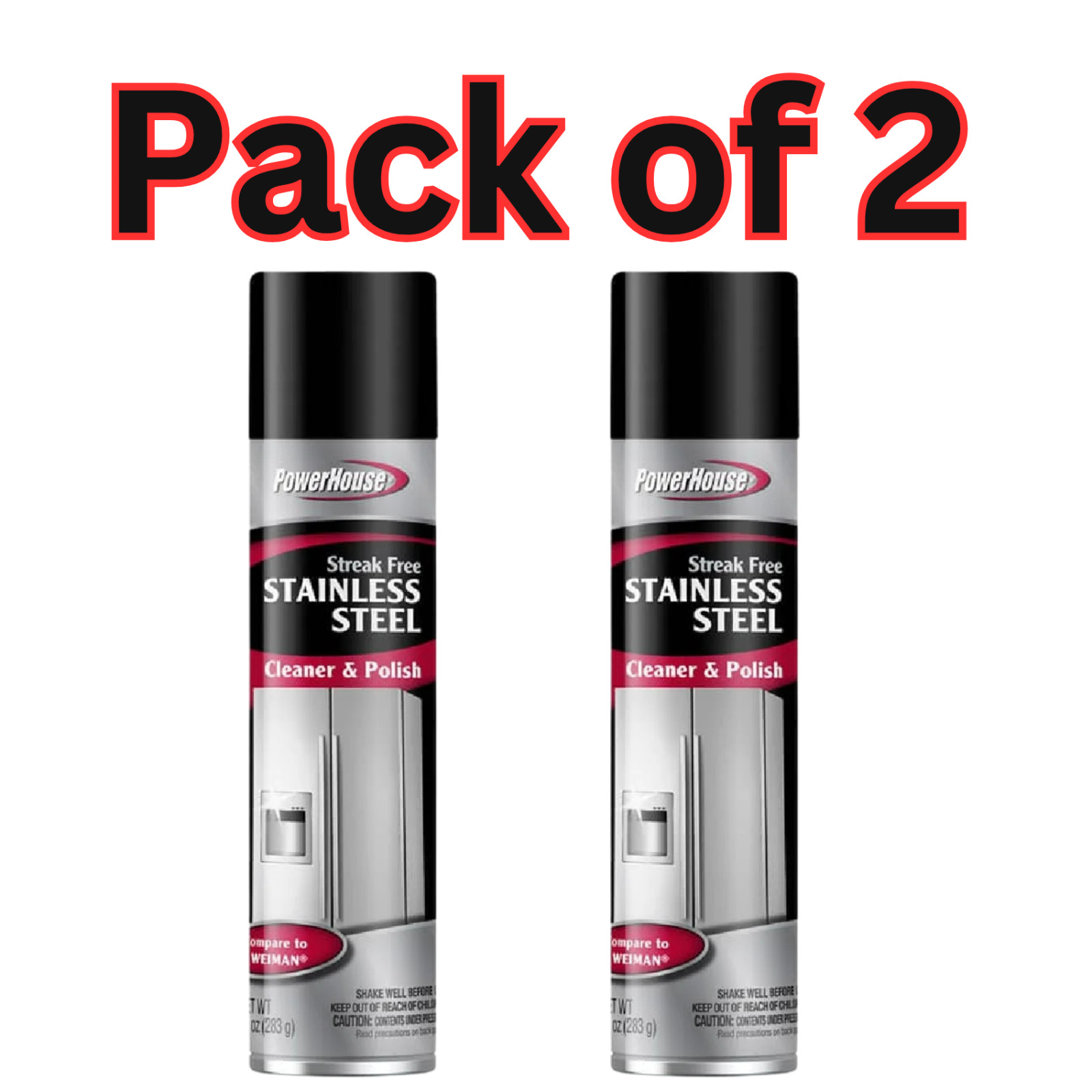 PowerHouse Streak Free Stainless Steel Cleaner & Polish, 8 oz – 2pk