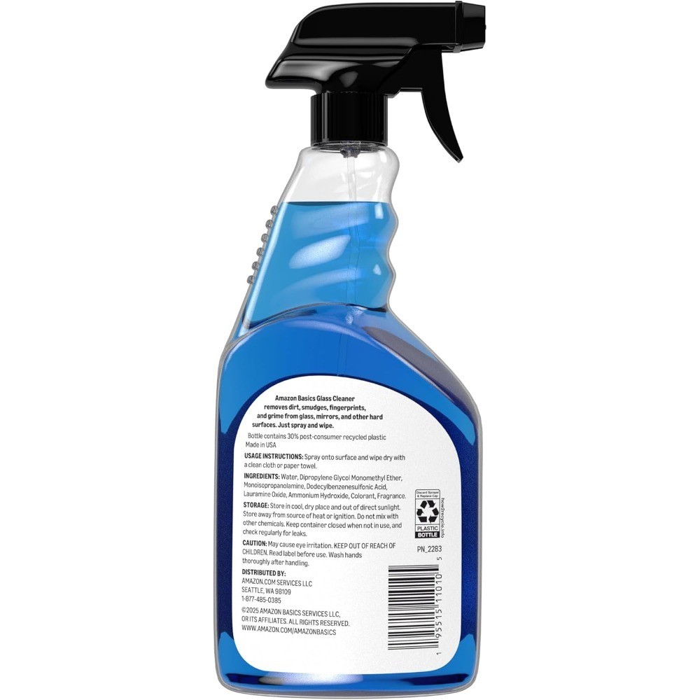 Glass Cleaner 32 Fl Oz 2 Pack with 1 Spray Bottle for Windows Mirrors