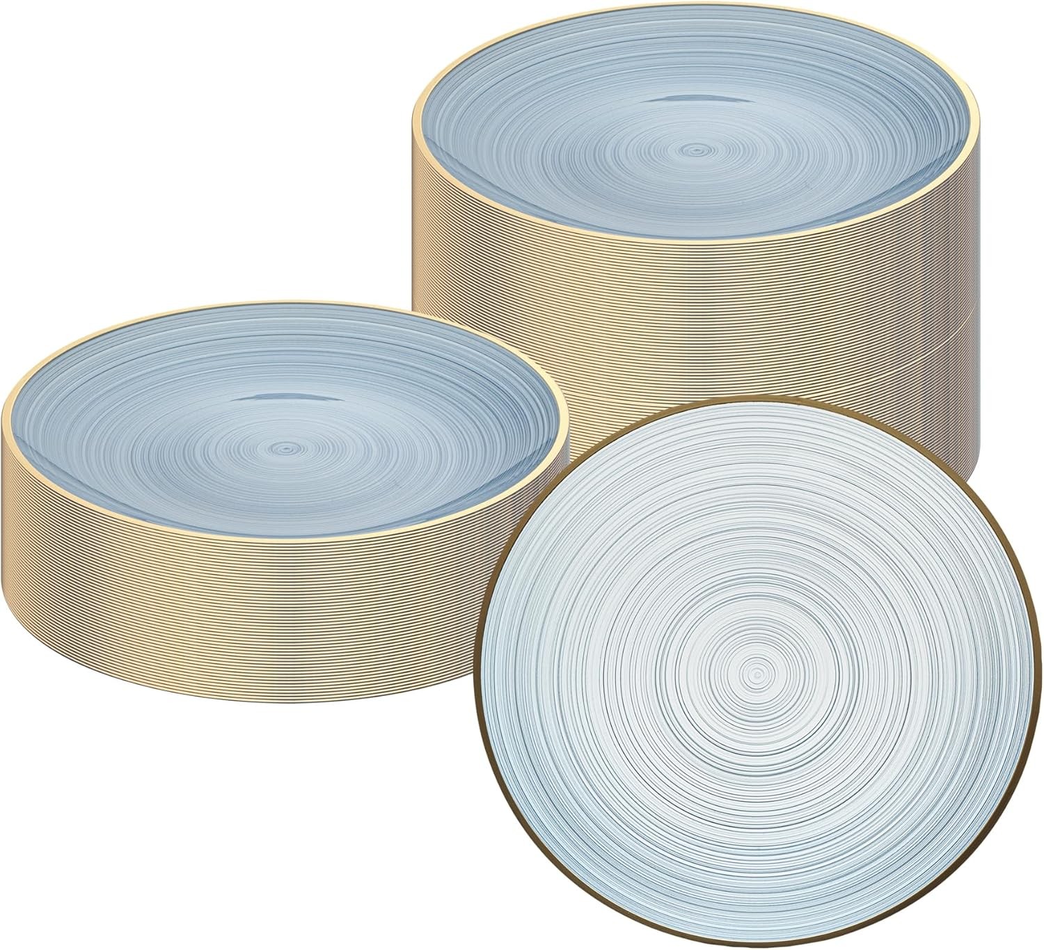 Restaurantware Plastic Plates 100 Pcs 7.25″ Gold Rimmed Disposable Plates Heav