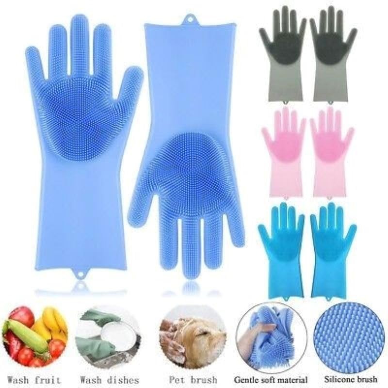 Silicone Hand Gloves for Dish Washing Kitchen Bathroom Car Cleaning Pack of 1