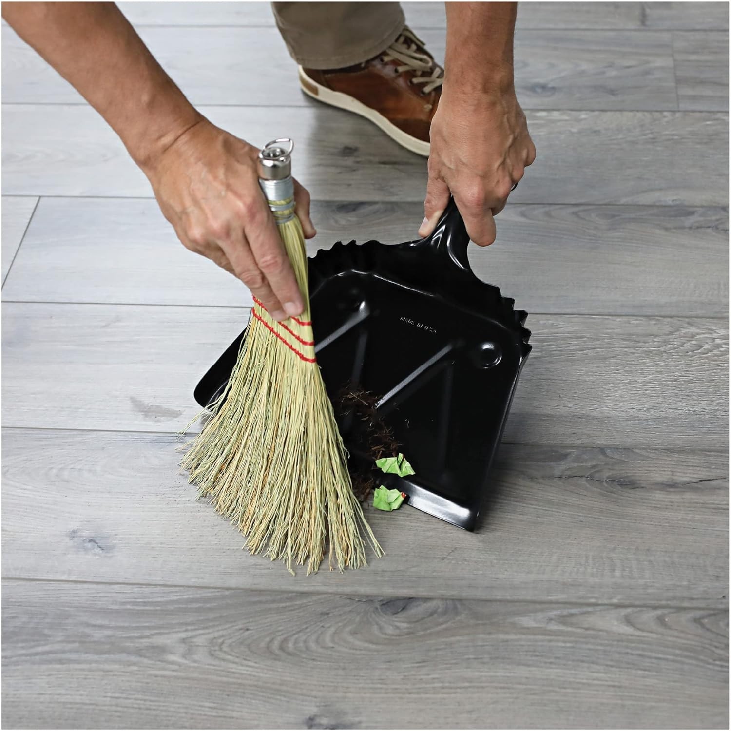 Dustpan Metal Black Heavy Duty Steel Small Cleaning Tool Household