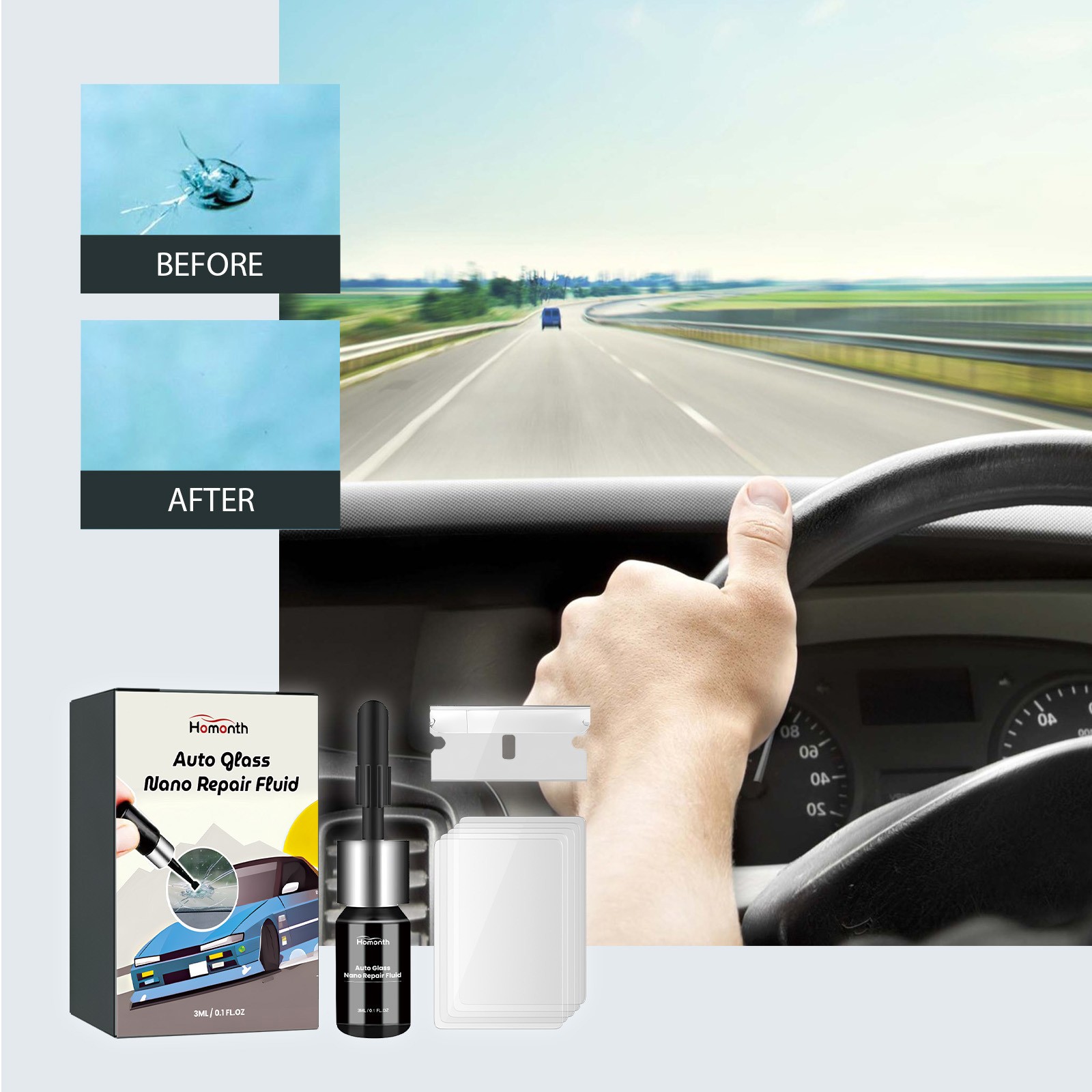 Crack Repair Nano Liquid – Automotive Glass Clear View Repair Agent 🚗